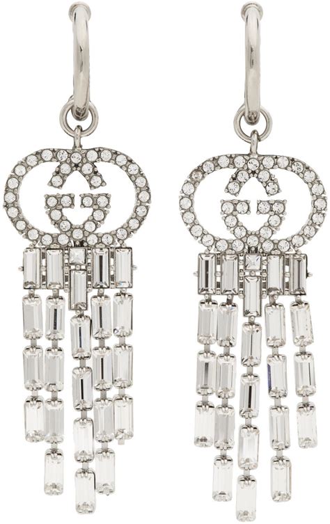 gucci silver bamboo hoops|gucci interlocking g earrings.